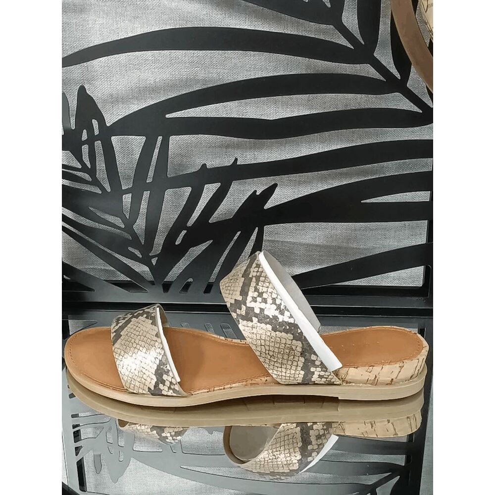 Sun + Stone Women's Easten Slide Sandals - Taupe Snake 6M